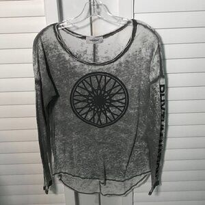 Soulcycle gray burn out long sleeve tee, S